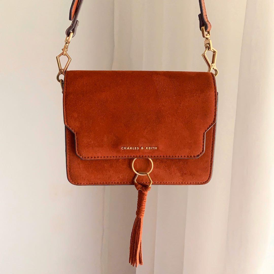 Charles and keith suede bag on sale