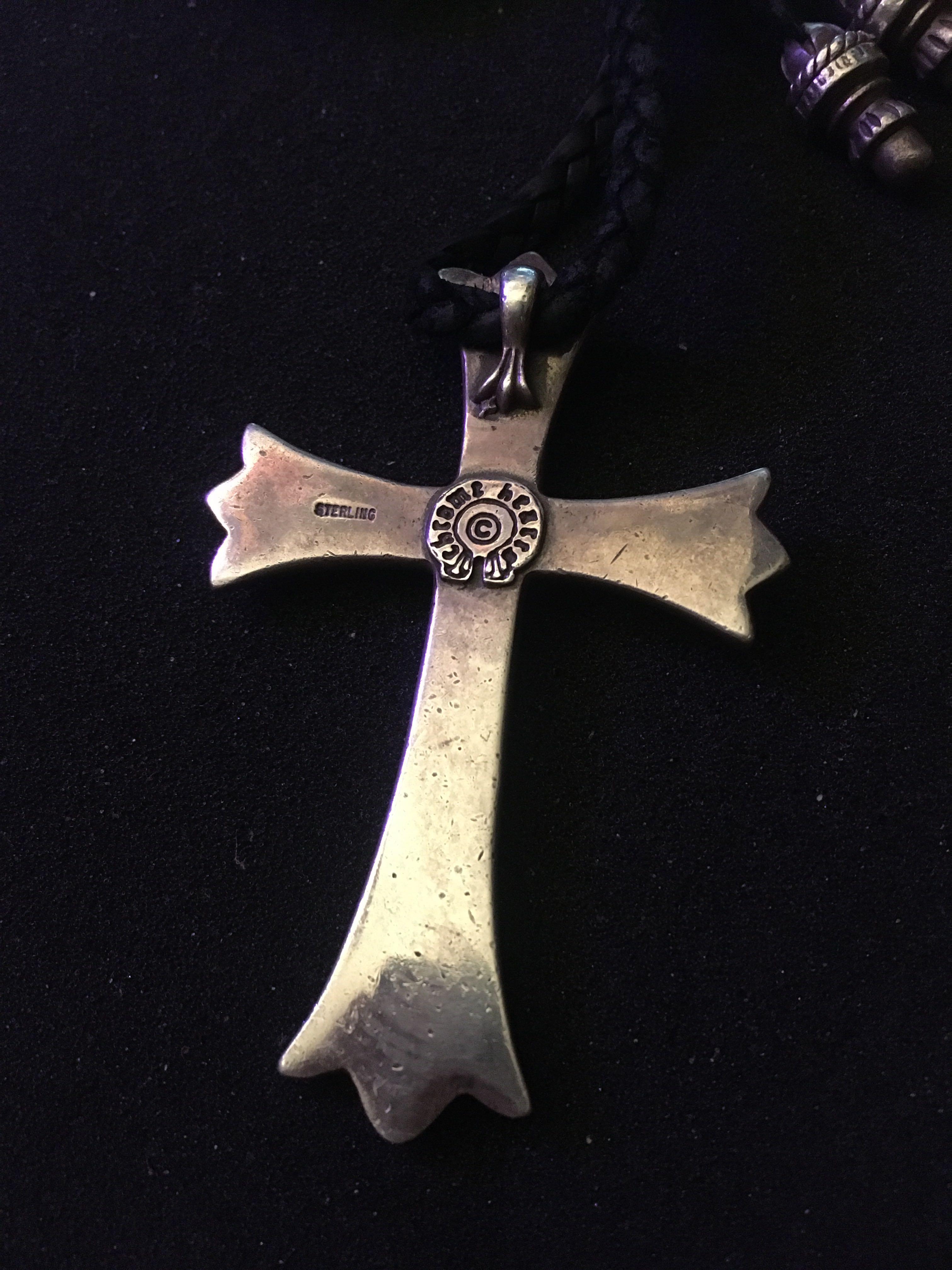 Chrome Hearts Big Cross Necklace Leather Cord, 名牌, 飾物及配件