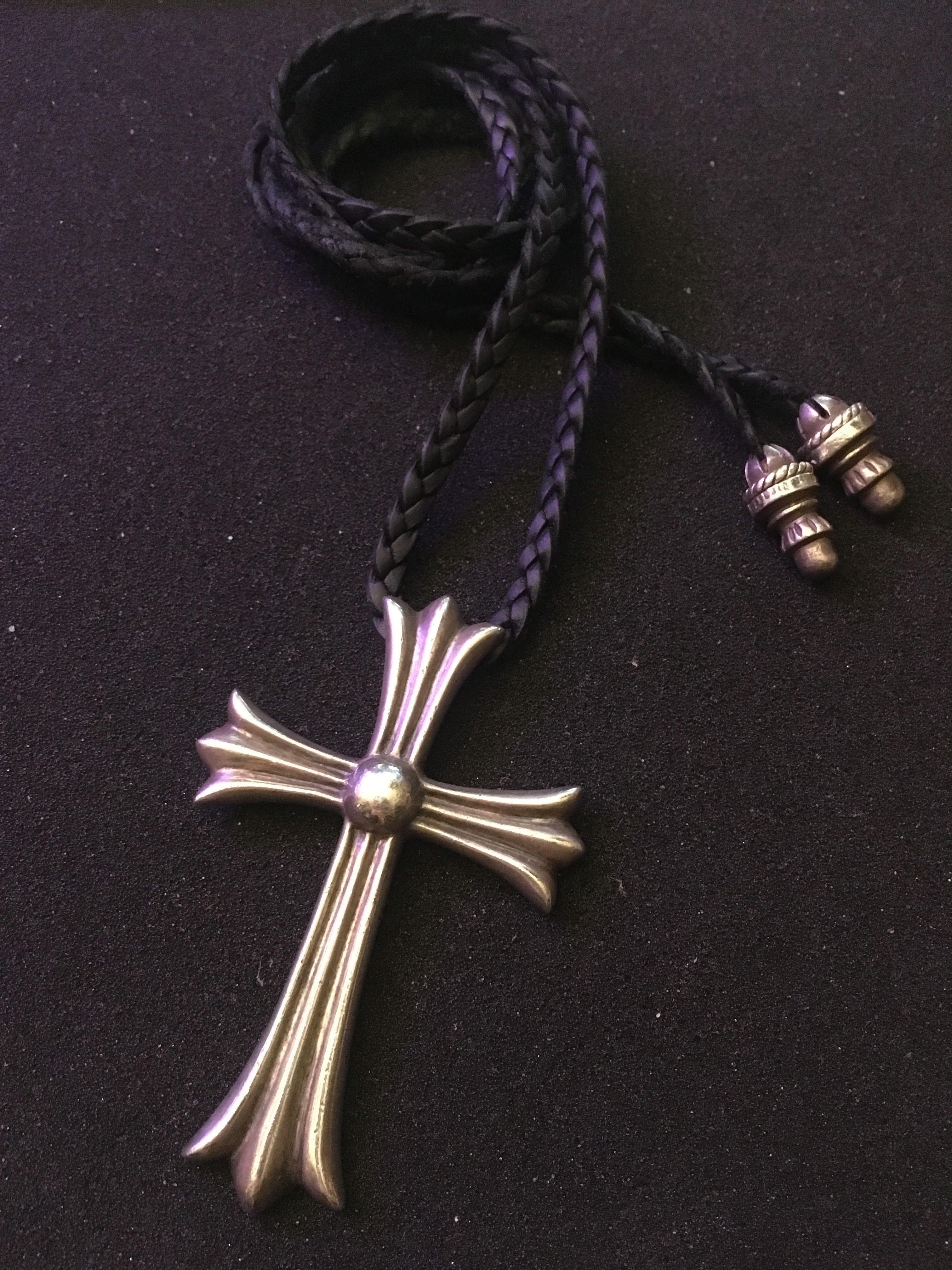 Chrome Hearts Big Cross Necklace Leather Cord, 名牌, 飾物及配件