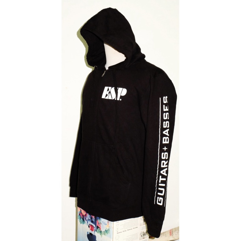 ESP Guitars Zipper Hoodie masih hitam gelap pit 20.5 inchi, Men's