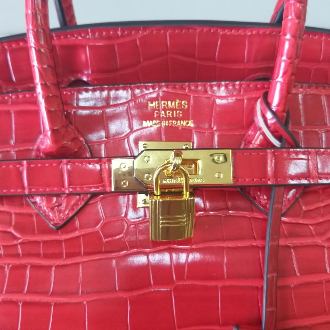 HERMES BIRKIN 30 RED CROCODILE LEATHER BAG