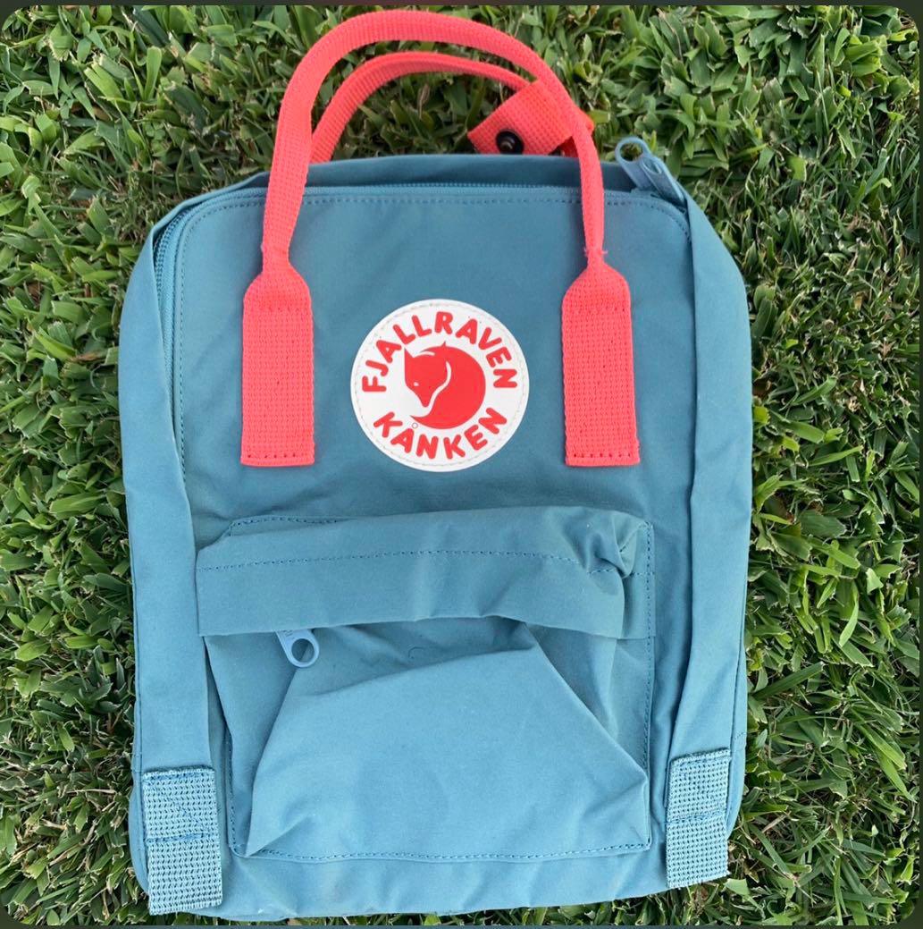 Kanken blue new arrivals with pink strap