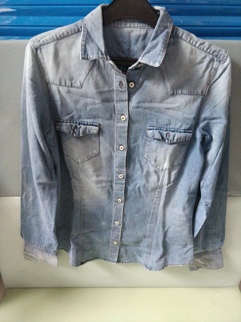 thr2020 Kemeja Jeans zara woman, Fesyen 