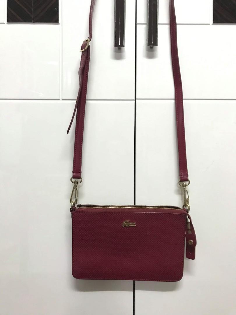 Lacoste red sling bag sales
