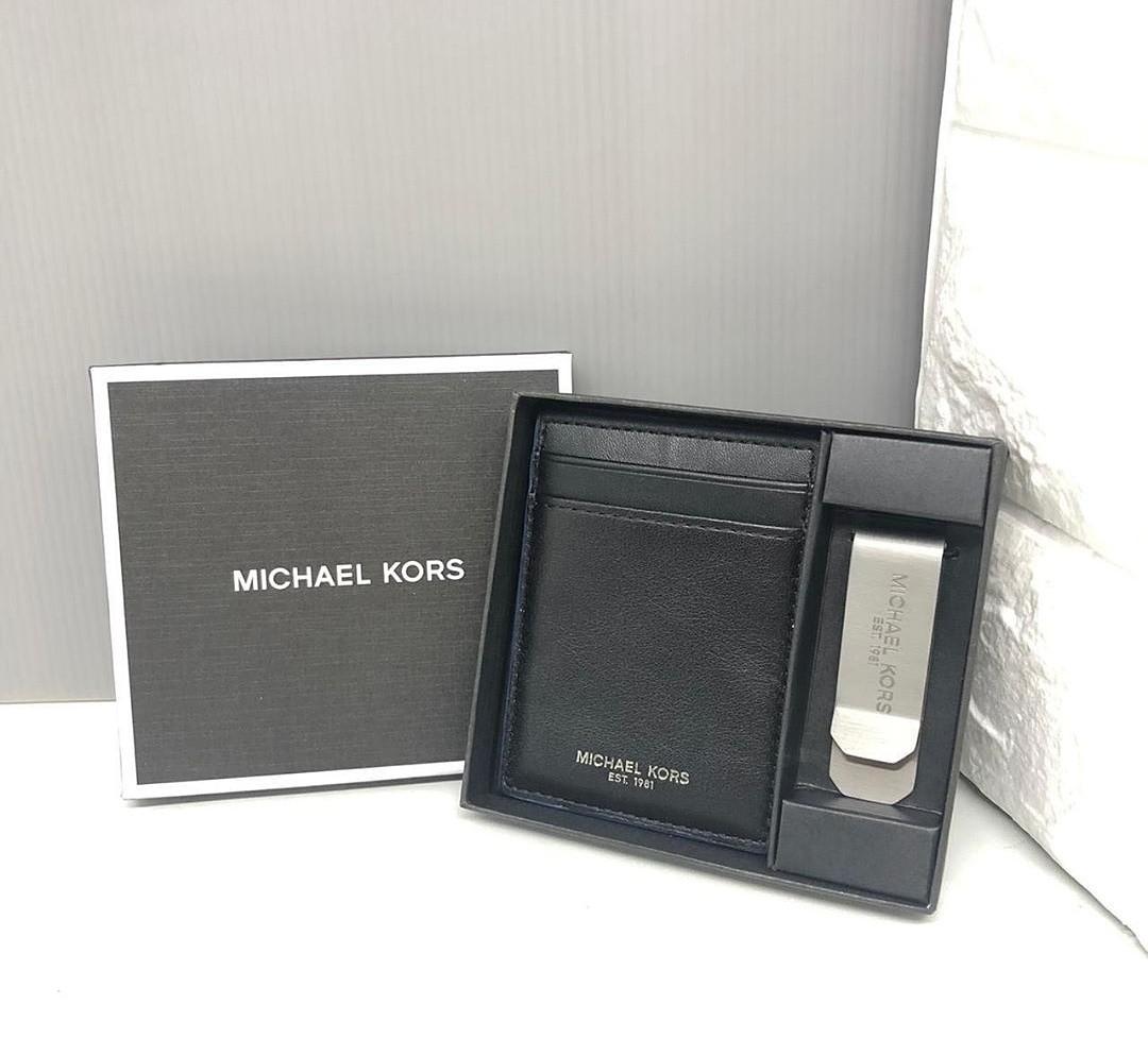 Michael Kors Card Holder Money Clip Gift Set Black Multi, Fesyen Pria, Tas  & Dompet , Dompet Di Carousell
