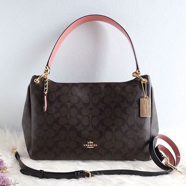 COACH Mia Signature Outline Handbag, Women's Fashion, Bags & Wallets,  Clutches on Carousell
