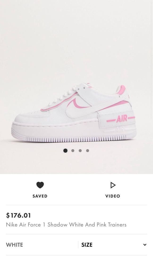 Nike AF1 shadow white \u0026 pink trainers 