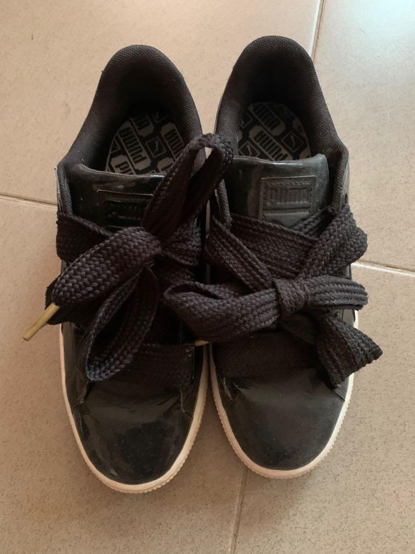 puma black leather shoes