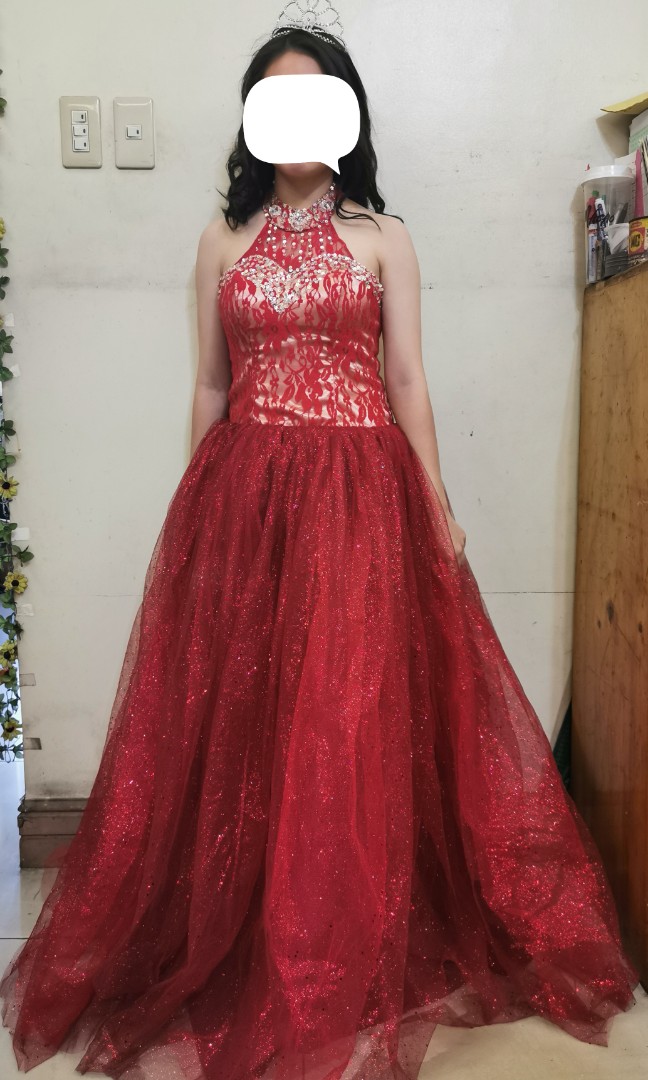 gold and red dress
