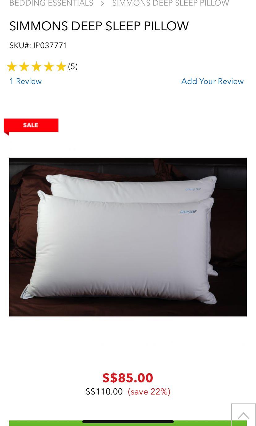 Simmons deep shop sleep pillow