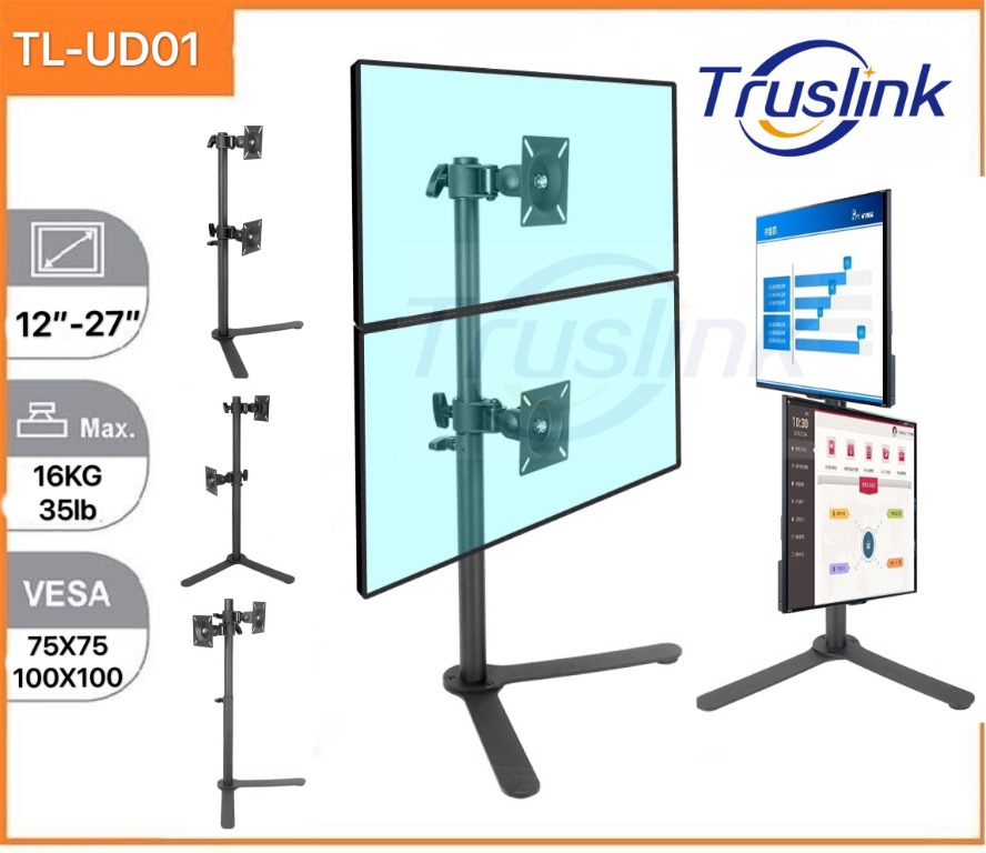 Up Down Dual Monitor Desk Stand Free Standing 80CM Height Adjustable