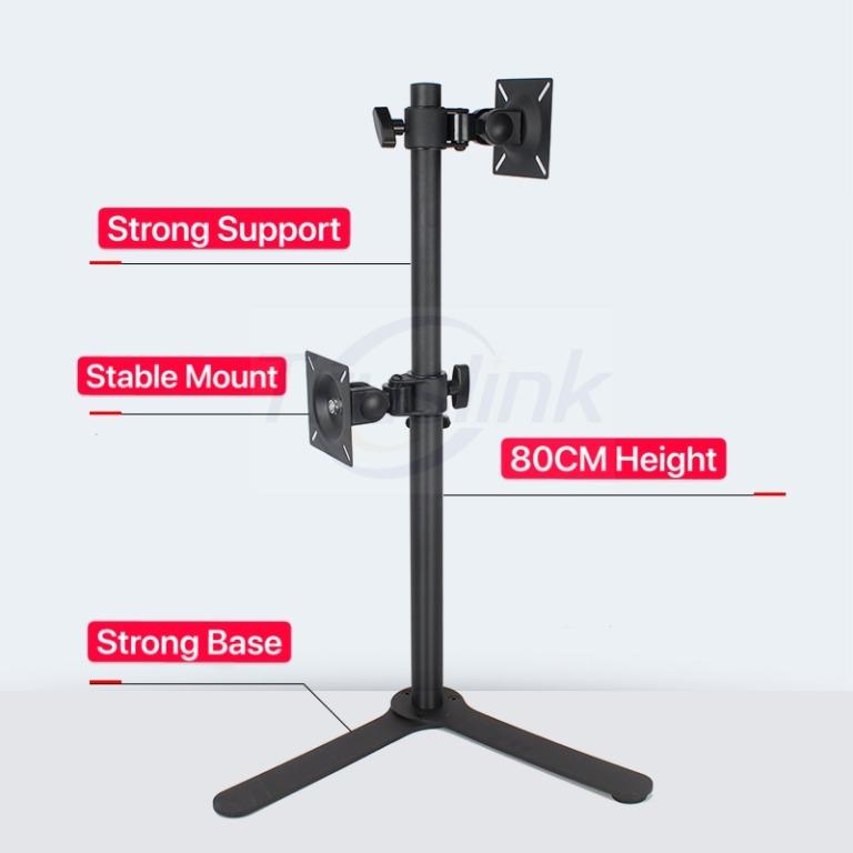 Up Down Dual Monitor Desk Stand Free Standing 80CM Height Adjustable ...