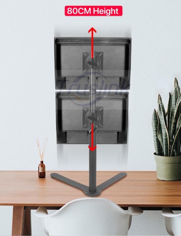 Up Down Dual Monitor Desk Stand Free Standing 80CM Height Adjustable ...