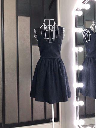ZARA Textured Black Flare Dress
