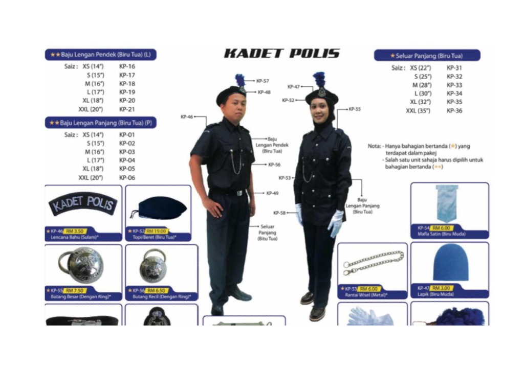 Baju Uniform Lengkap Kadet Polis - DonovanewaZavala