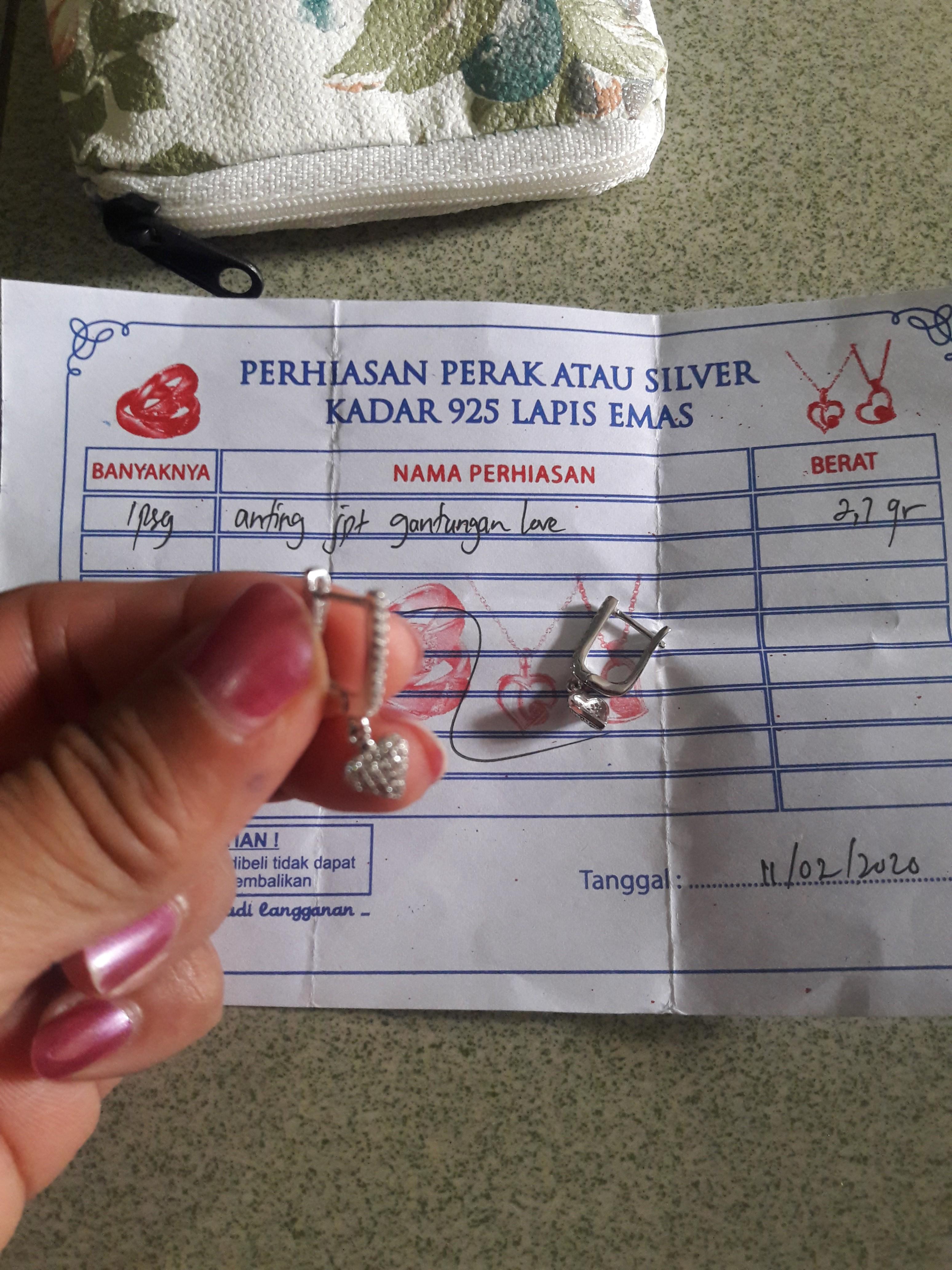 New Anting perak lapis emas putih, Fesyen Wanita, Perhiasan ...