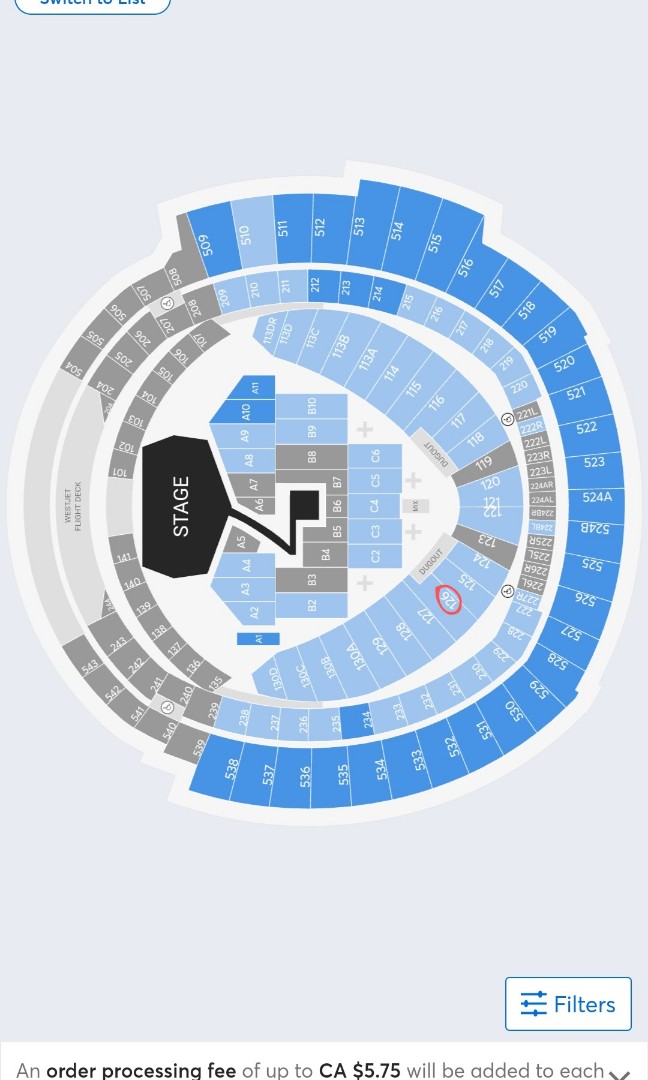 BTS TICKETS SECTION 125L/126R ROW 21