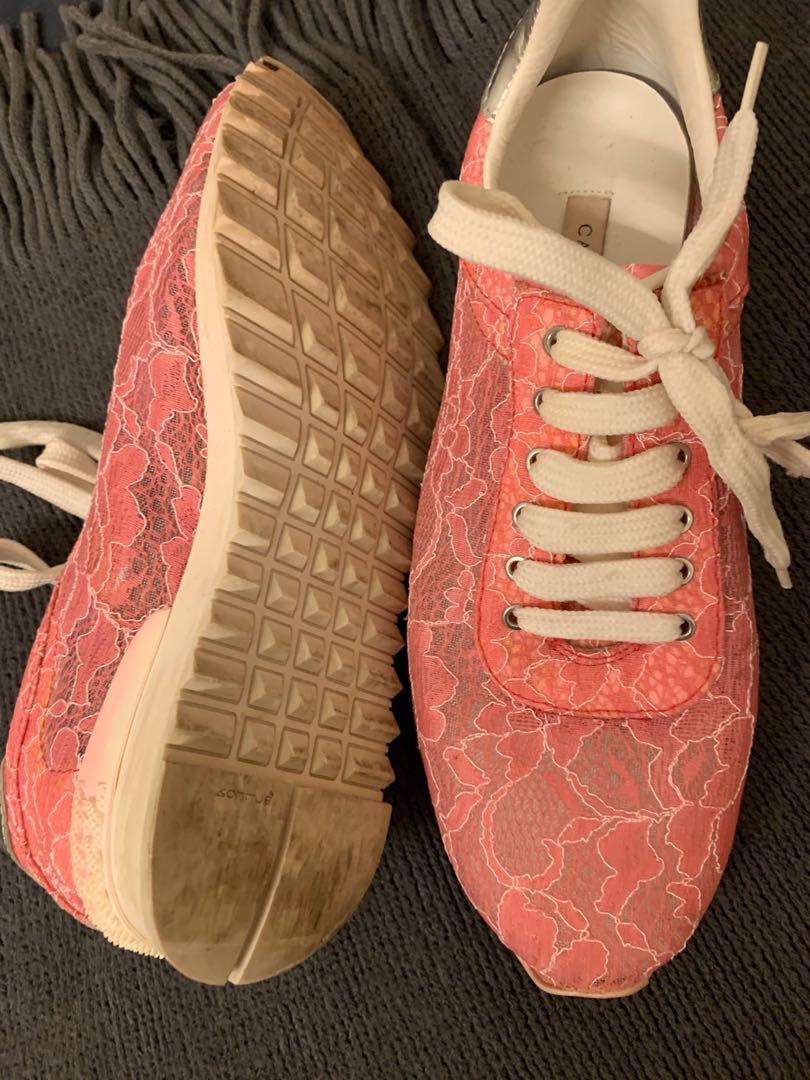 Casadei Green Fabric And Leather Athletic Sneakers