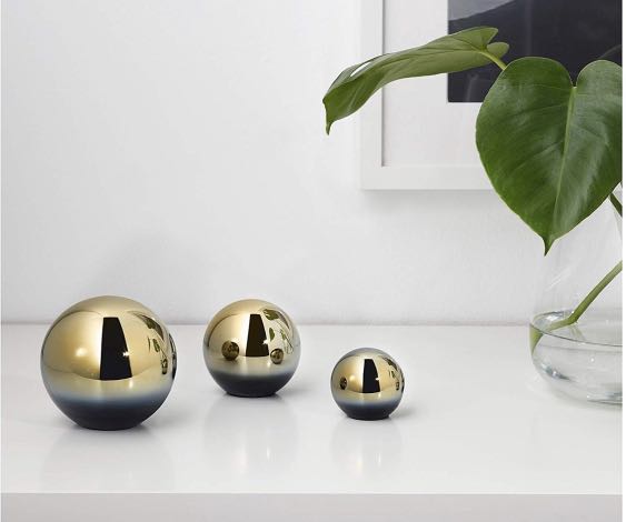 Ikea Dagdrom Decoration Ball Set of 3 Paper Weight Glass Gradient Gold Brass New 