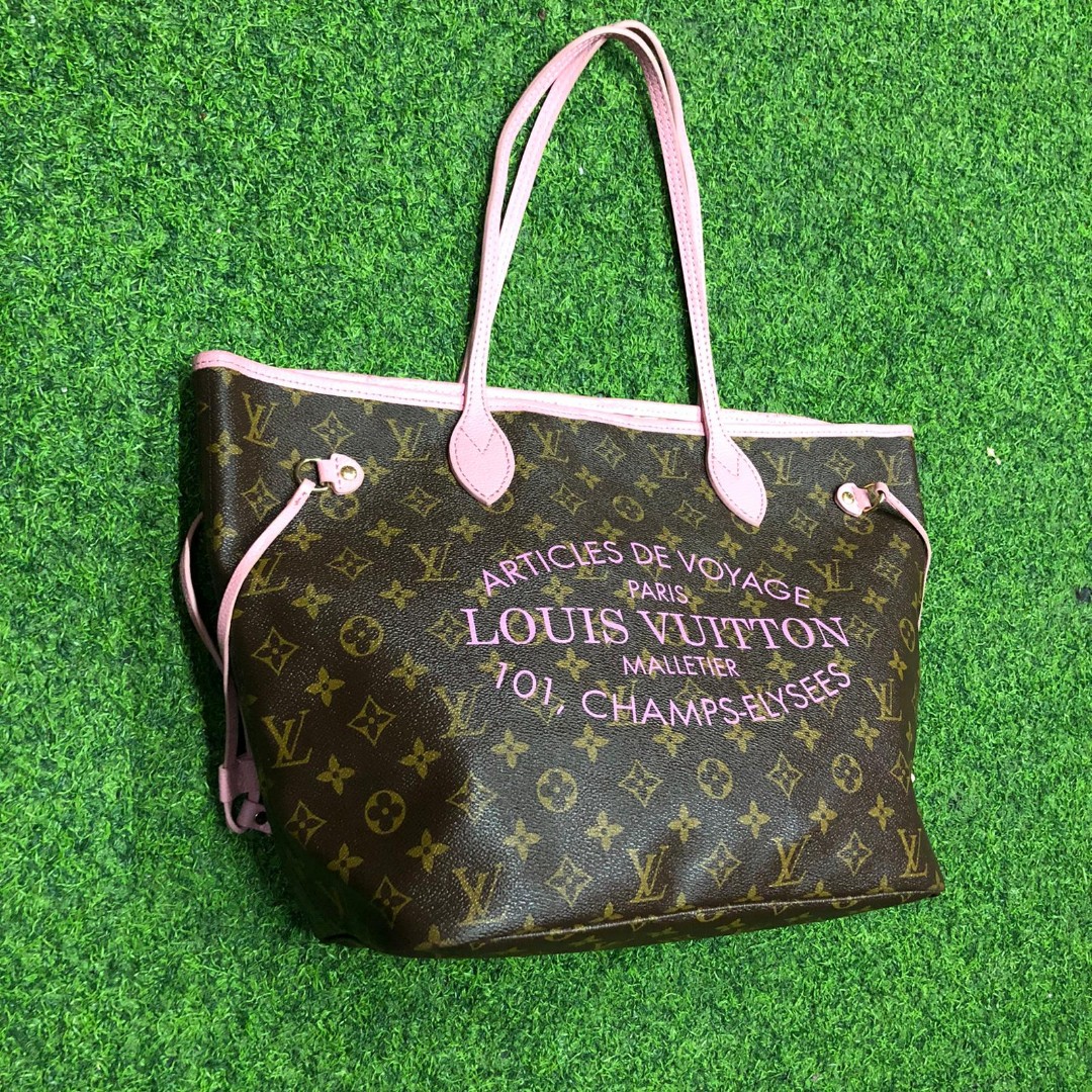 LV NEVERFULL LIMITED EDITION CHAMPS ELYSEES PINK TOTE BAG, Luxury, Bags