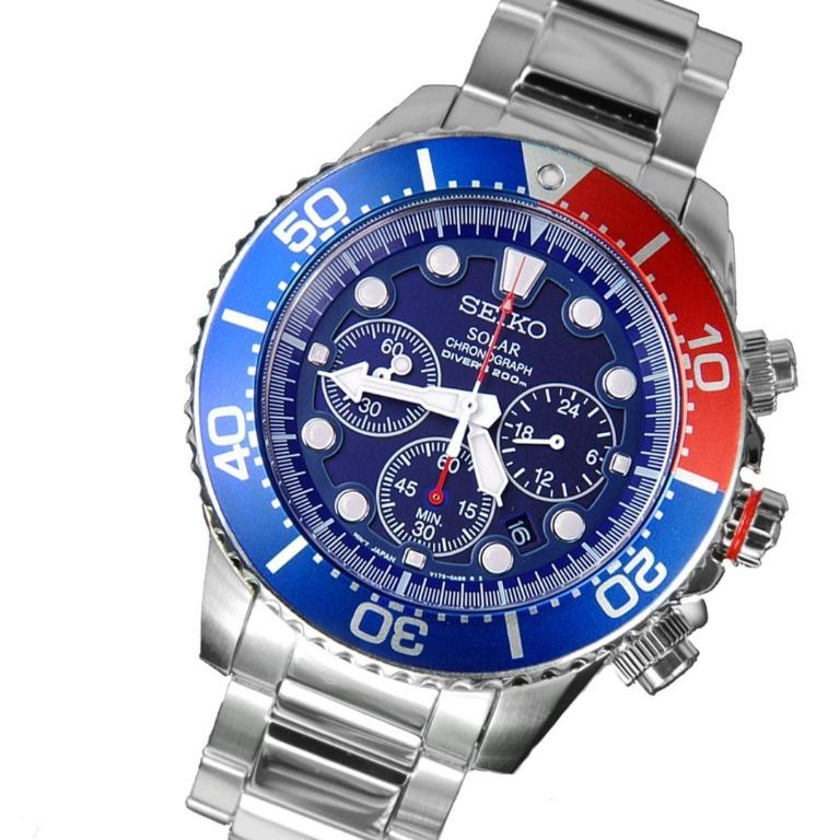 Seiko men's ssc019 hotsell solar diver chronograph watch