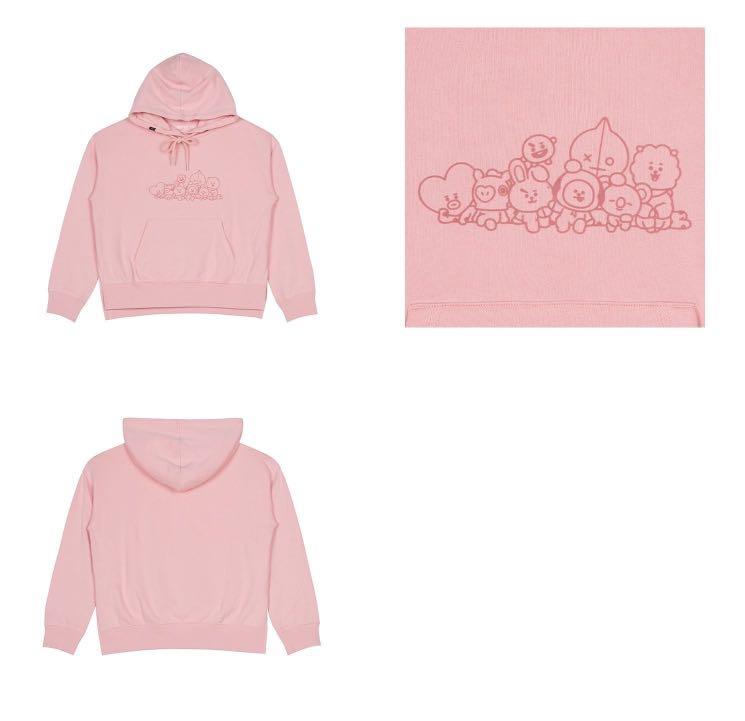 SPAO BT21 pink hoodie bts Hobbies Toys Memorabilia Collectibles Fan Merchandise on Carousell