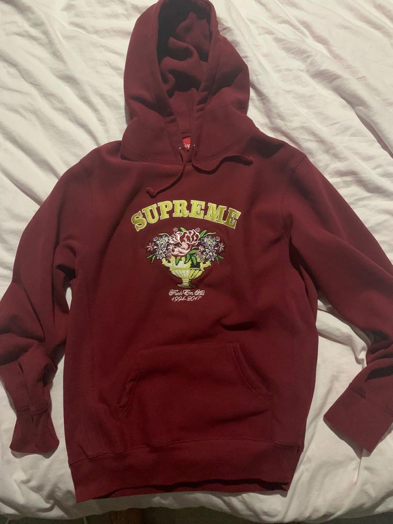 supreme centerpiece hoodie pink