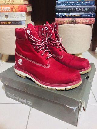 red canvas timberland boots