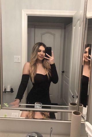 MENDOCINO BLACK OFF THE SHOULDER DRESS