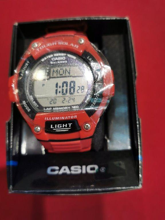 Casio men s Tough solar watch in bold Red