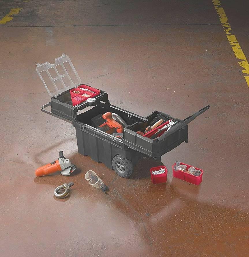 Keter 241008 Masterloader Plastic Portable Rolling Organizer Tool Box