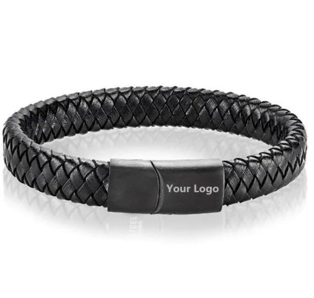 Men's leather bracelet sale with magnetic clasp