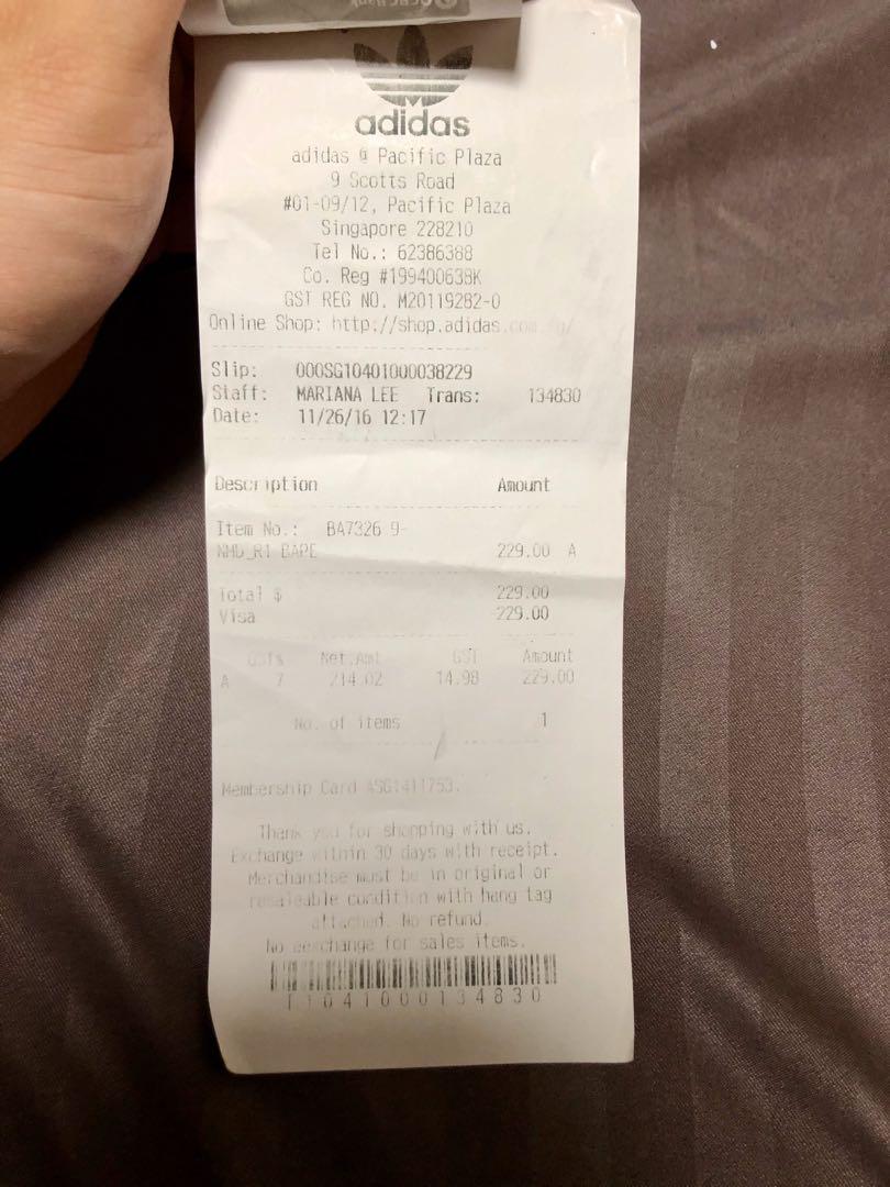 bape nmd receipt