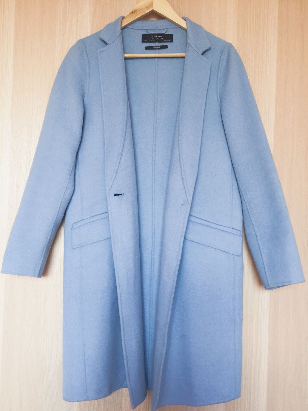 Zara blue wool coat hotsell