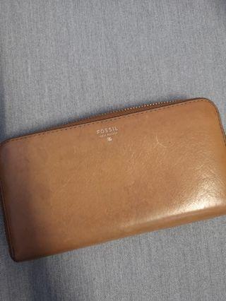 Fossil Tan Leather Long Wallet Purse Tan