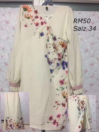 Sakura Blouse / Kurung Moden / White Kurung / Kurung Kimono / Baju Kurung Putih