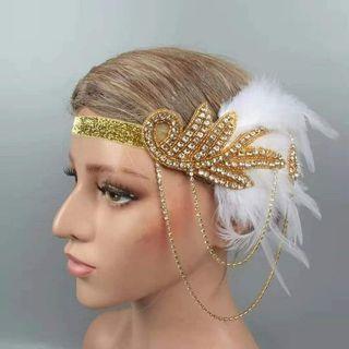 Great Gatsby White Feather Headband