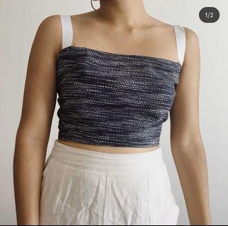 Woven criss cross cropped top