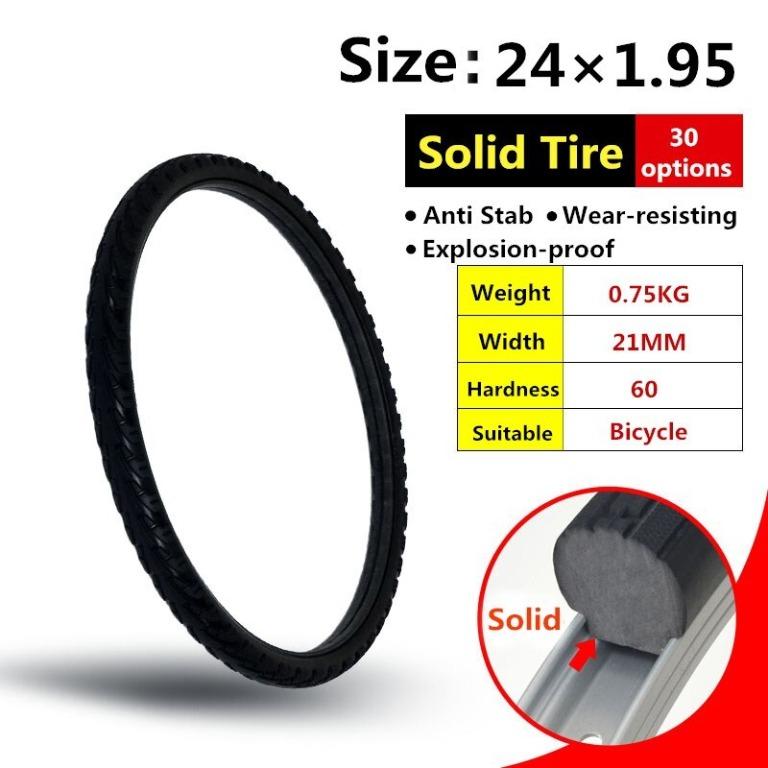 24 inch x 1.95 Solid Bicycle Tire Tubeless Tyre Flat free Airless Anti Puncture free Riding MTB Road Bike