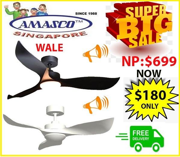 Amasco Wale 41/52 Ceiling Fan ALM DC Motor With LED Light, Furniture