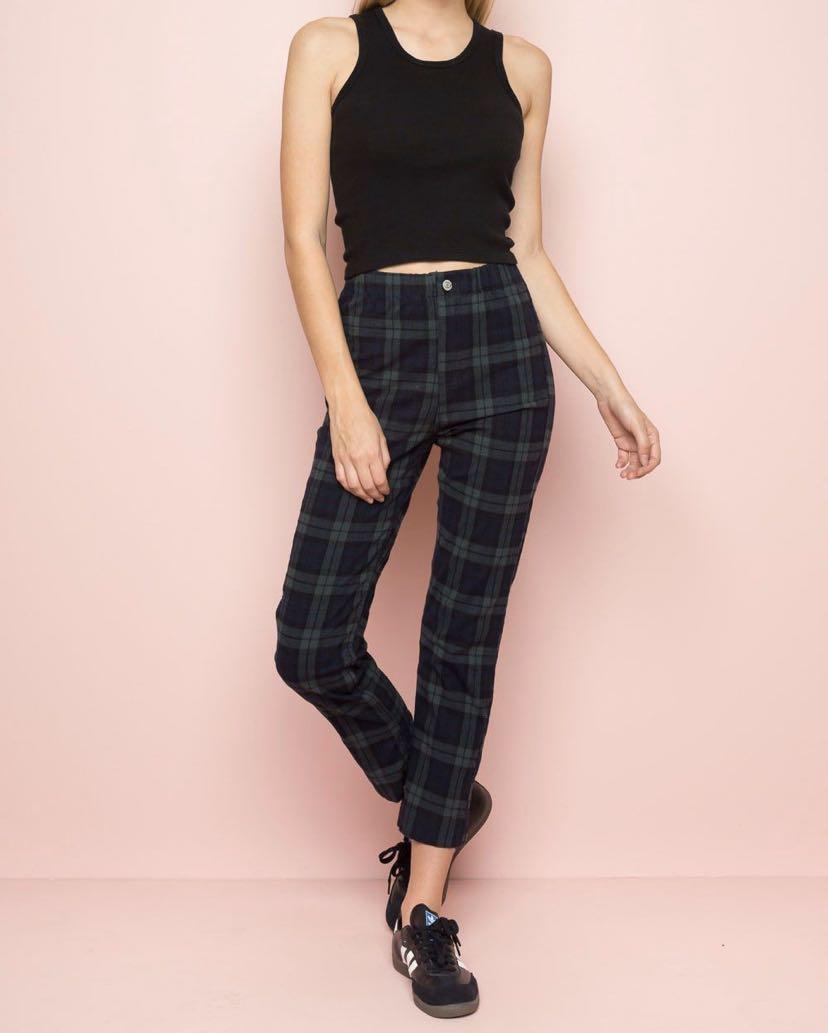 Brandy melville clearance green plaid pants