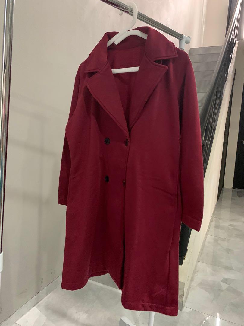 Blazer Coat Merah Maroon/ Jaket Blazer 