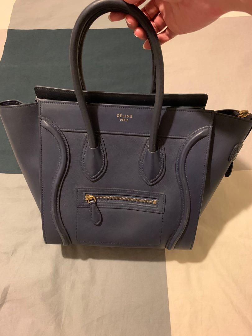 Celine mini luggage on sale handbag in drummed calfskin