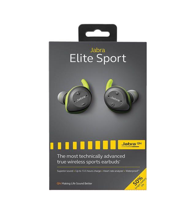 Jabra Elite Sport Lime Green Gray Wireless Noise Cancelling Earbuds Audio Earphones on Carousell