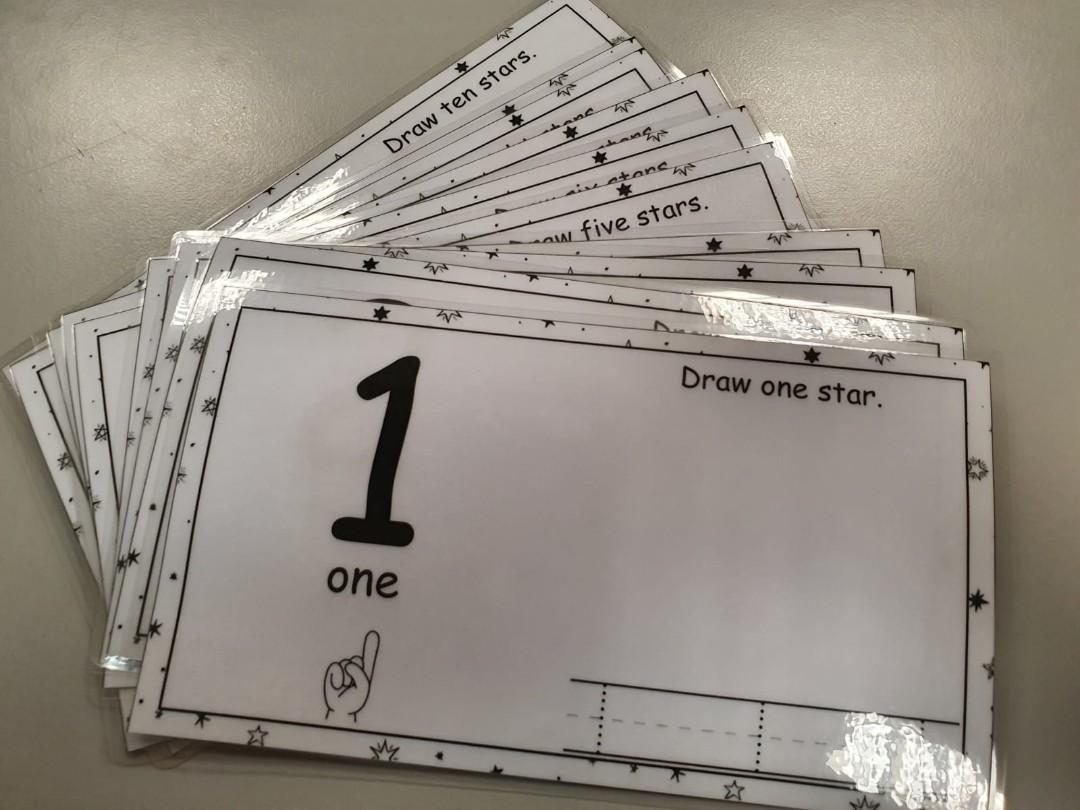 Laminated Number Cards Manipulatives Penmanship and Drawing, Hobbies & Toys, Toys & Games on