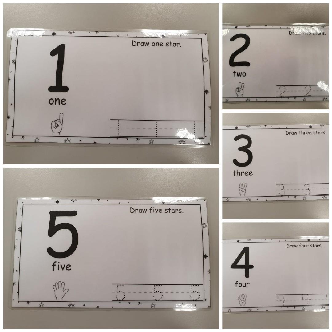 Laminated Number Cards Manipulatives Penmanship and Drawing, Hobbies & Toys, Toys & Games on