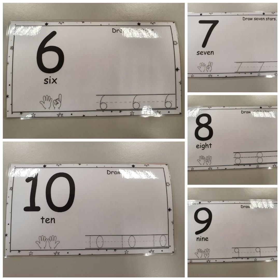 Laminated Number Cards Manipulatives Penmanship and Drawing, Hobbies & Toys, Toys & Games on