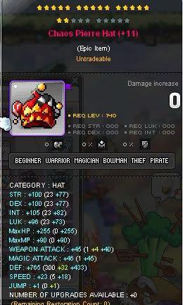 Maplesea Draco (Category: Game Gift Cards & Accounts) located in Singapore. Submitted by sebasttt (Listing ID 279878221, Image 1). Description: Chaos Pierre hat 17stars Epic pot 9% str Add pot 10wa Buyer psok Offer me By paynow/paylah .