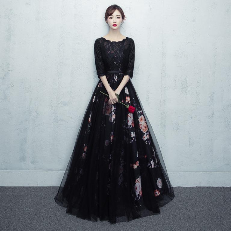 pre order black white mint green flower floral wedding evening prom dress  gown RBP1365, Women's Fashion, Muslimah Fashion, Dresses on Carousell