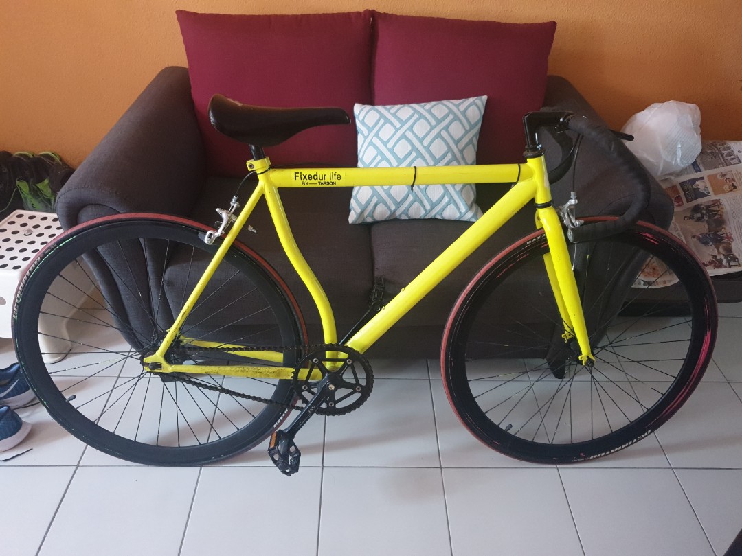 Yellow Fixie Bike Sports Equipment Bicycles Parts Bicycles on